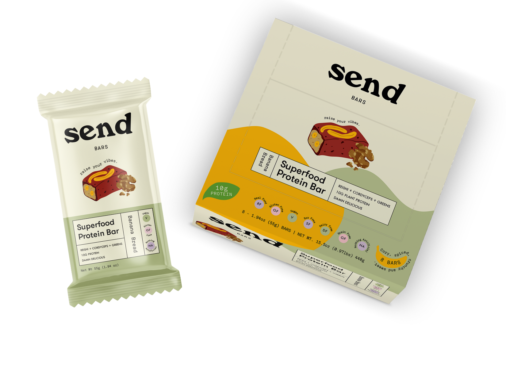 Banana Bread SEND bar box packaging