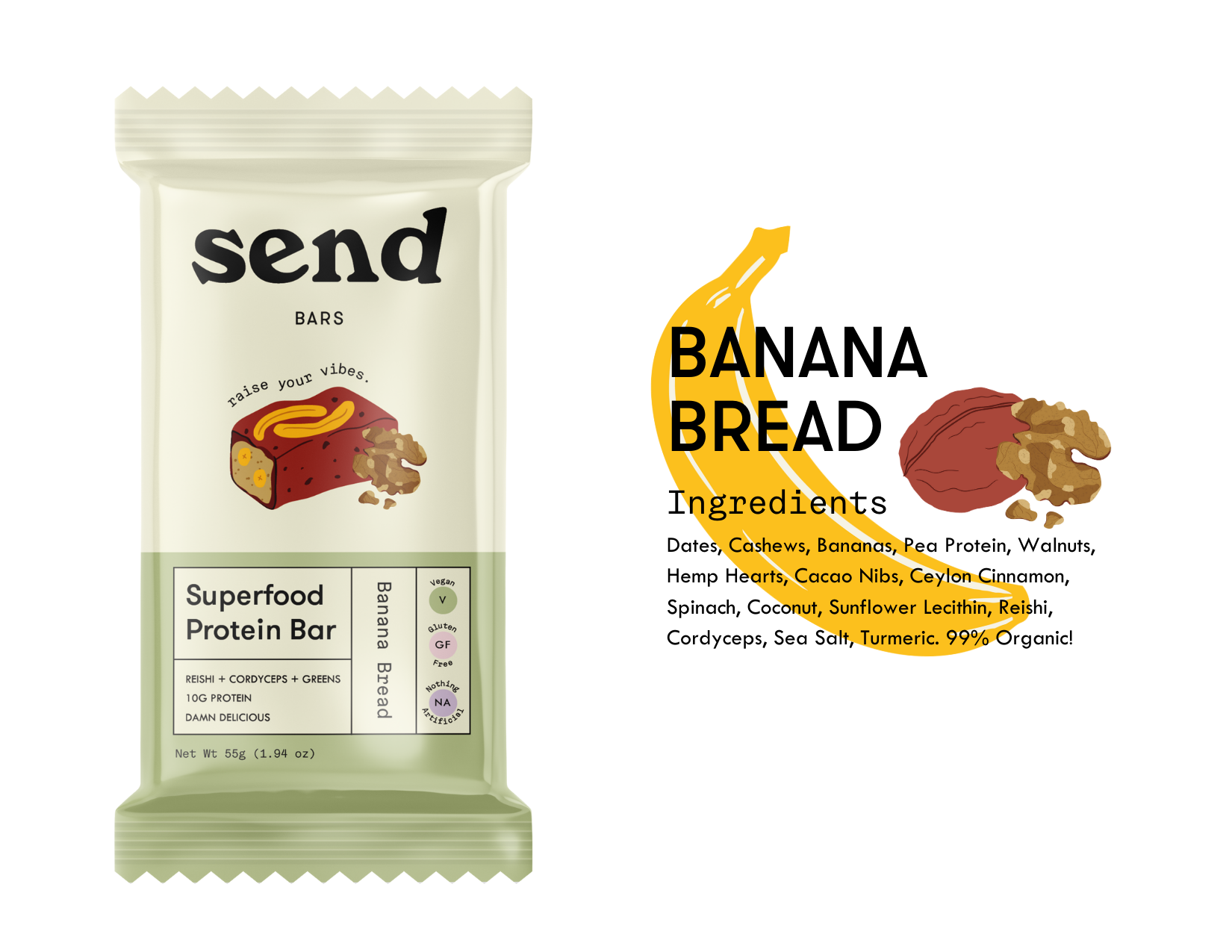 Banana Bread SEND bar ingredients